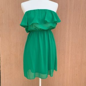 Strapless green dress